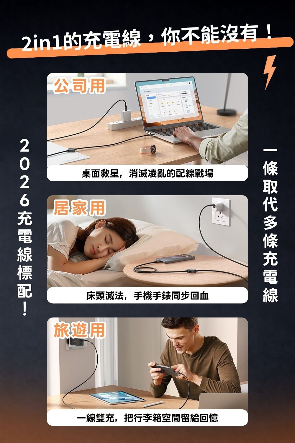 MCDODO二合一充電線