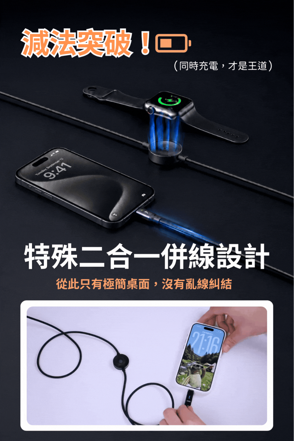 MCDODO二合一充電線