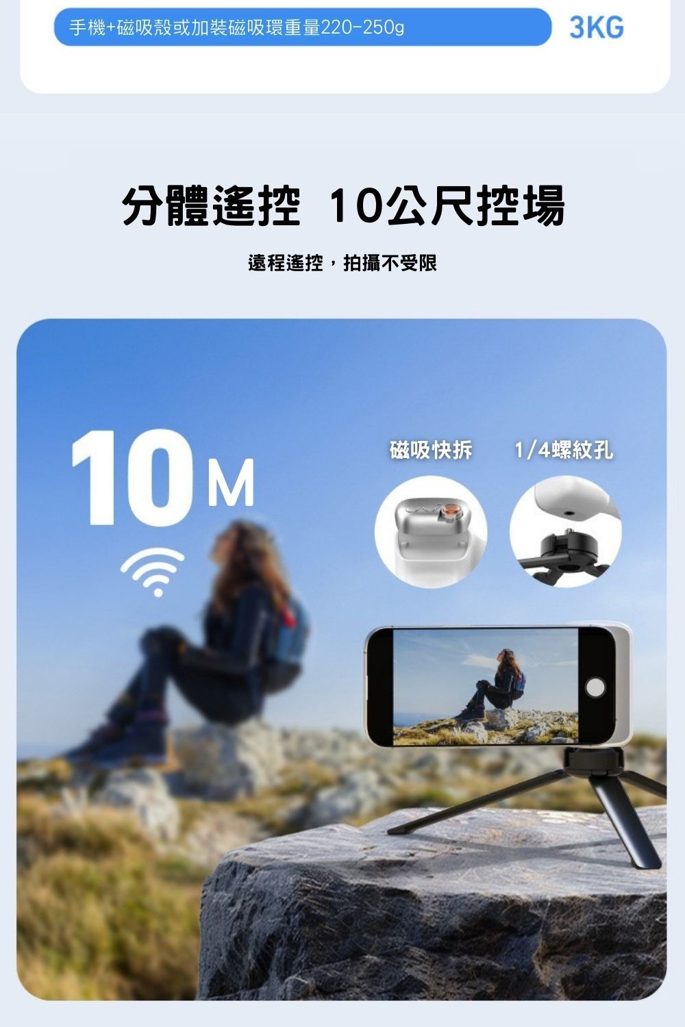 TELESIN｜掌心磁吸助拍手柄