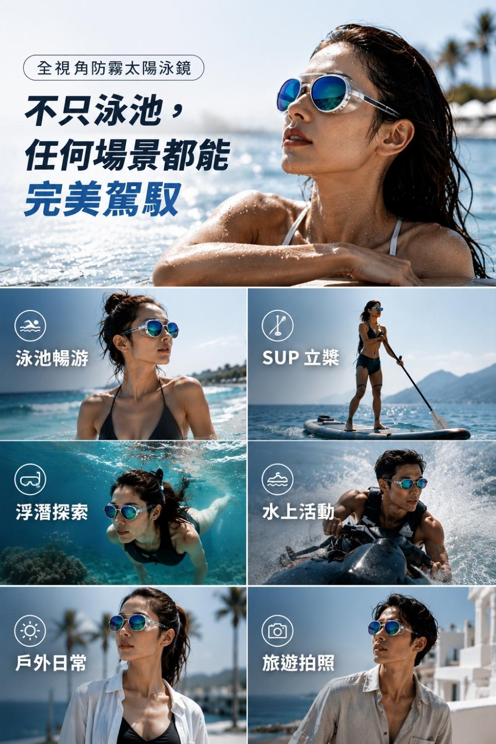 全視角防霧太陽泳鏡