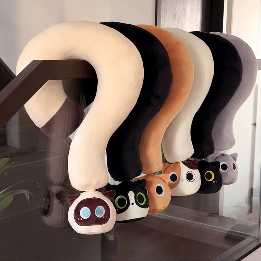 呆萌貓咪尾巴造型頸枕