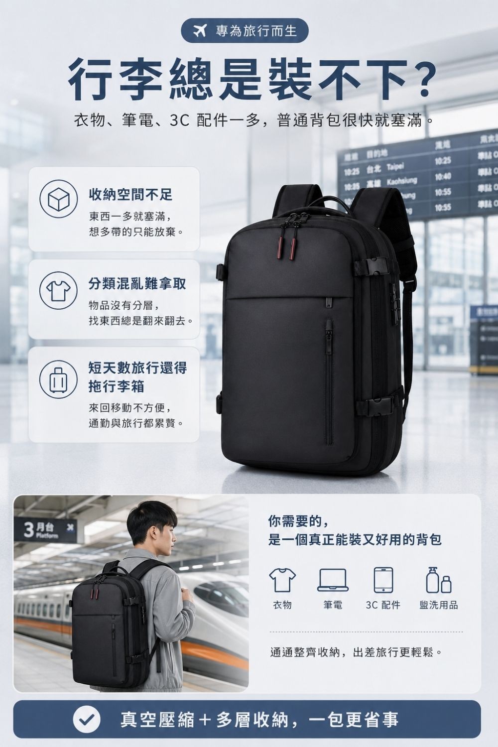 大容量真空壓縮旅行包