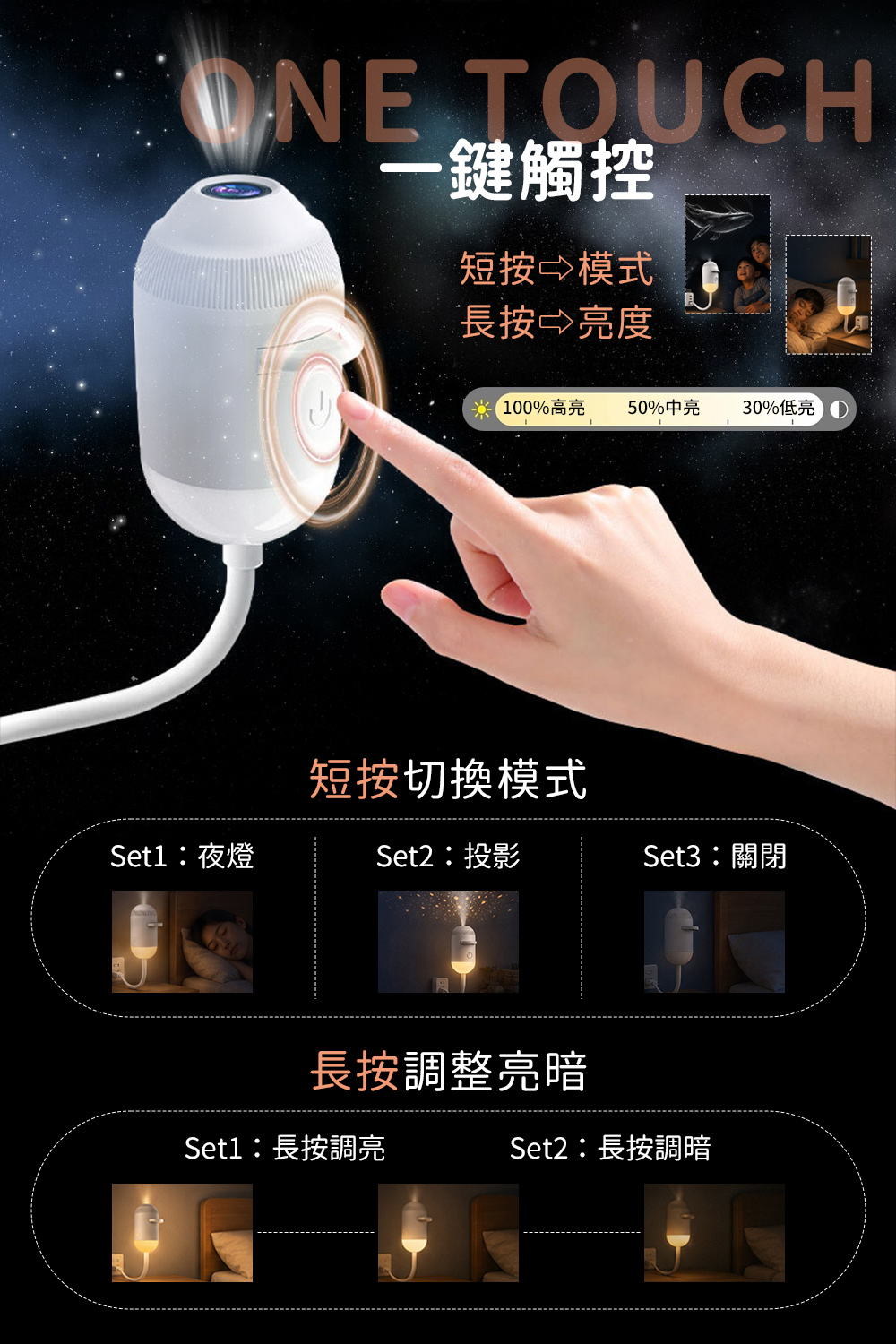 星空投影小夜燈