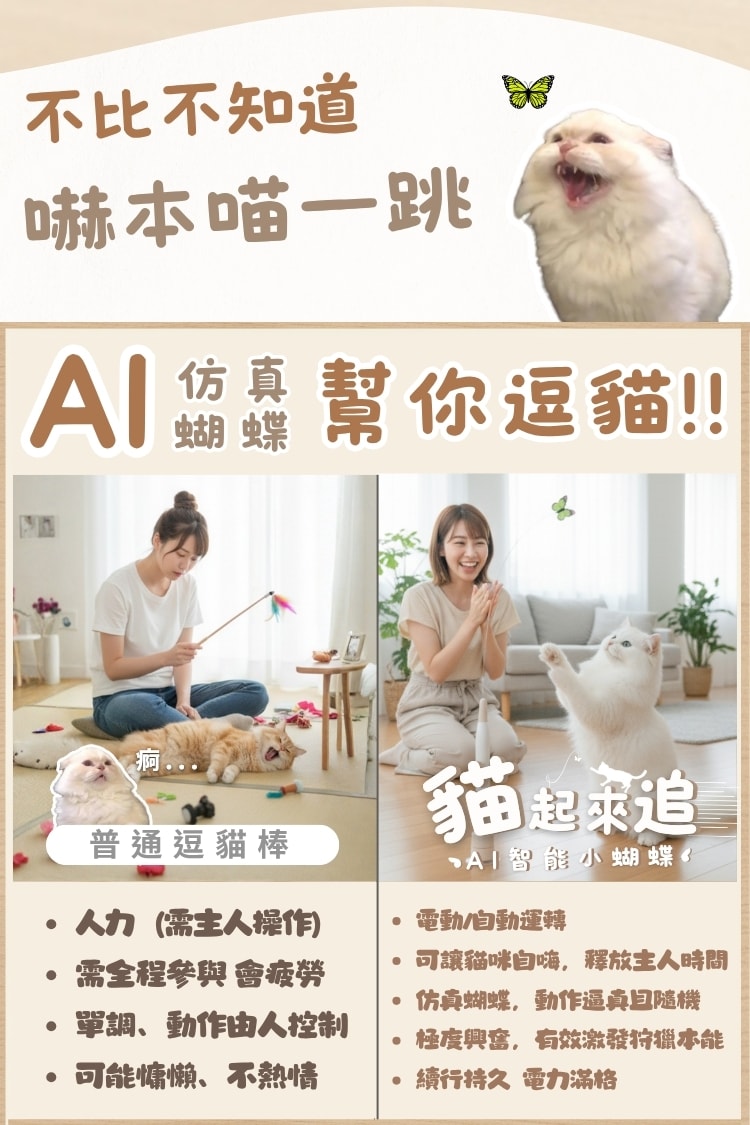 貓貓召喚陣 x 貓起來追 AI 智能小蝴蝶