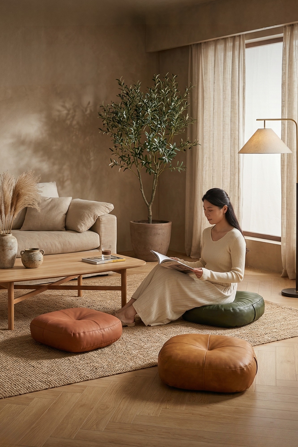 溫潤復古皮革坐墊