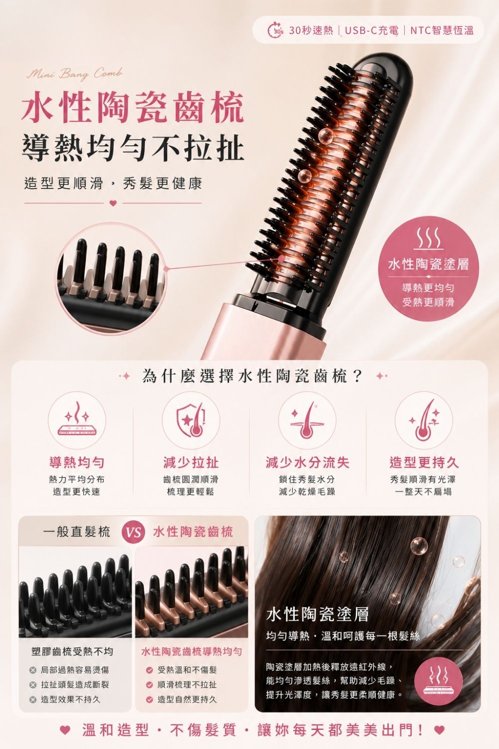 迷你瀏海直髮梳