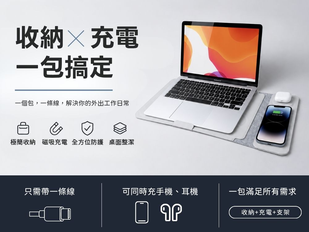 Unicase磁吸充電電腦包
